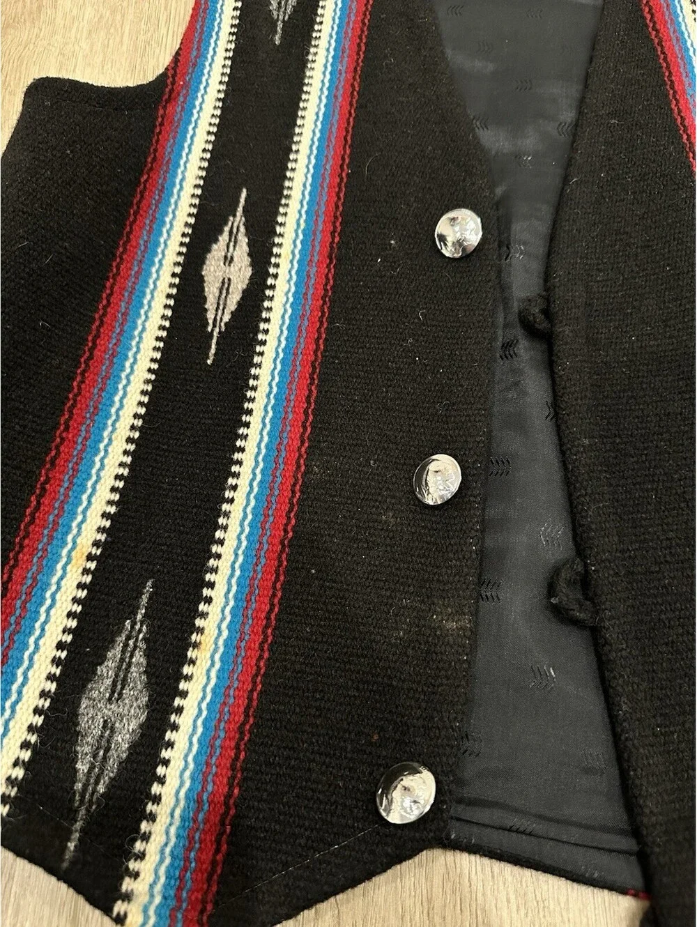 Ceremonial Native American Wool Vest Centinela Traditional Arts Chimayo Size 36
